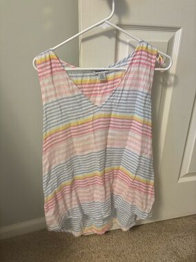 Tommy Bahama Pastel Striped V-Neck Tank Top in Pink, Blue & Yellow
